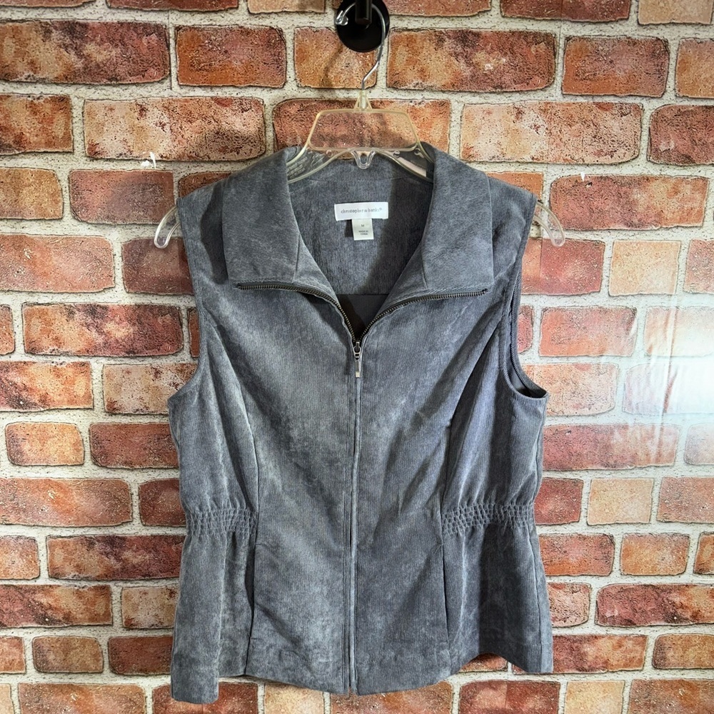 Christopher and Banks Gray corduroy Sleeveless Zip-Up Vest size M